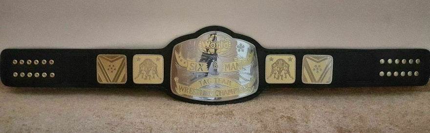 World 6 Six Man Tag Team Wrestling Championship Replica Title Belt Championship Belt WWF Belt