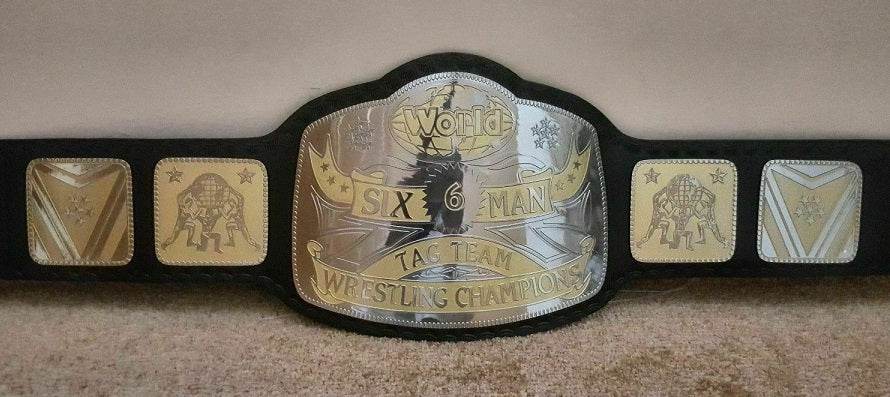 World 6 Six Man Tag Team Wrestling Championship Replica Title Belt Championship Belt WWF Belt
