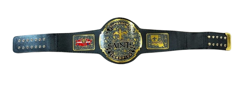 New Orleans Saints NFL Championship Belt Brass 2mm Original Leather Adult Size