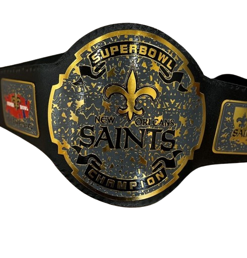 New Orleans Saints NFL Championship Belt Brass 2mm Original Leather Adult Size