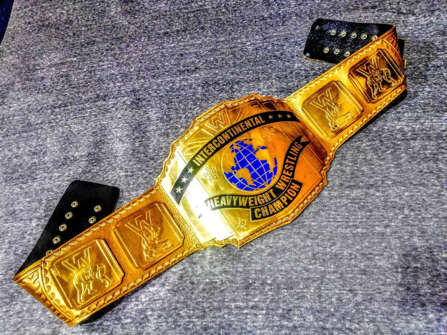 New intercontinental heavy weight championship belt with Gold Strap and Gold Plates