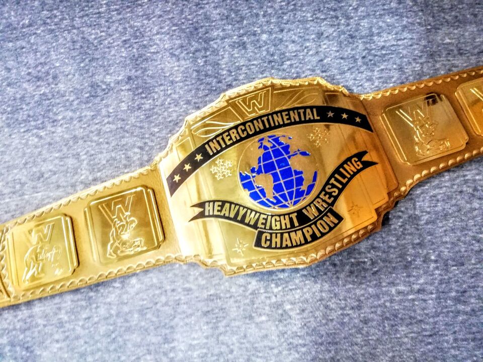 New intercontinental heavy weight championship belt with Gold Strap and Gold Plates