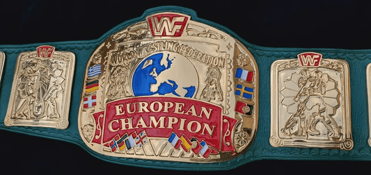WWF European Championship Wrestling belt block logo 4mm zinc adult size Championship Belt WWF Belt