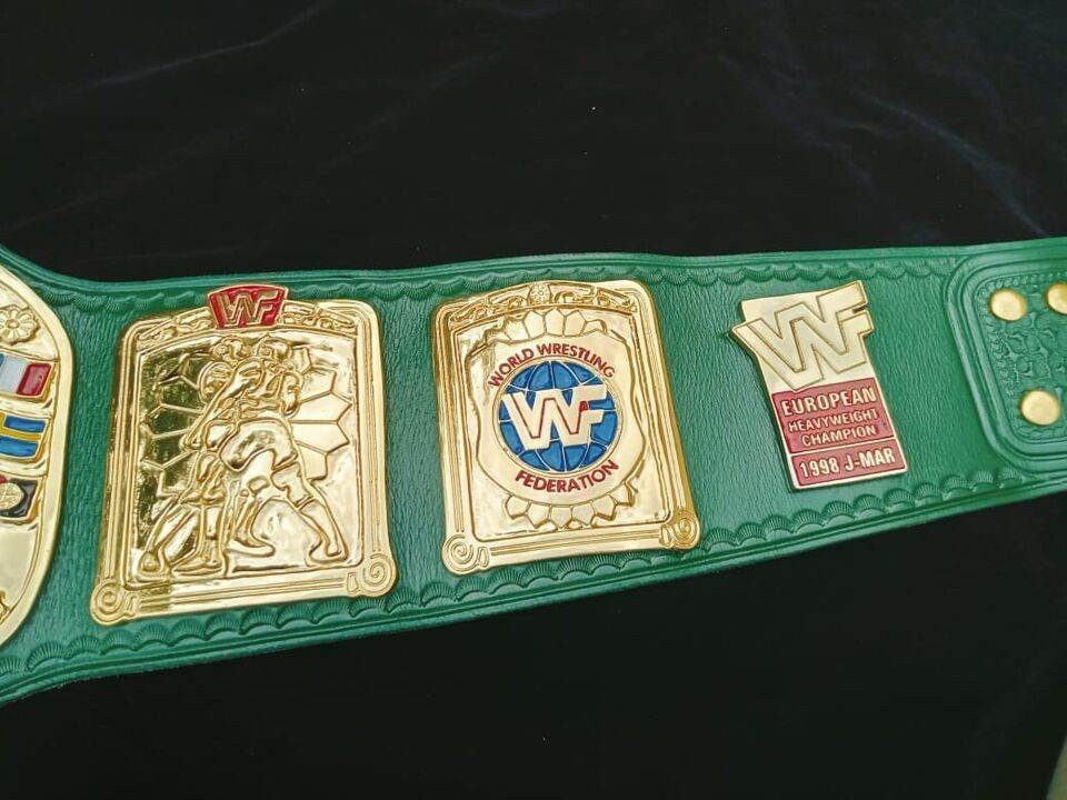WWF European Championship Wrestling belt block logo 4mm zinc adult size Championship Belt WWF Belt