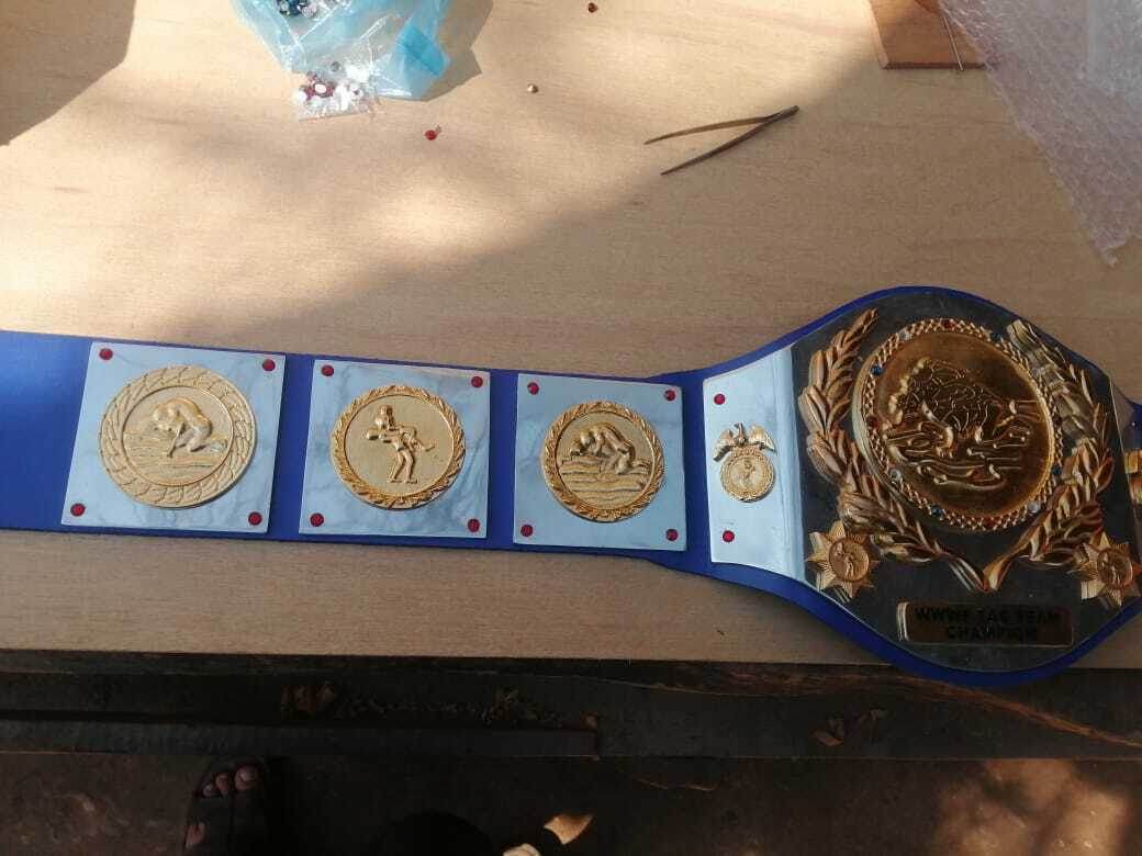WWWF 82’ Tag Team Championship Old School Trophy Belt Championship Belt WWF Belt
