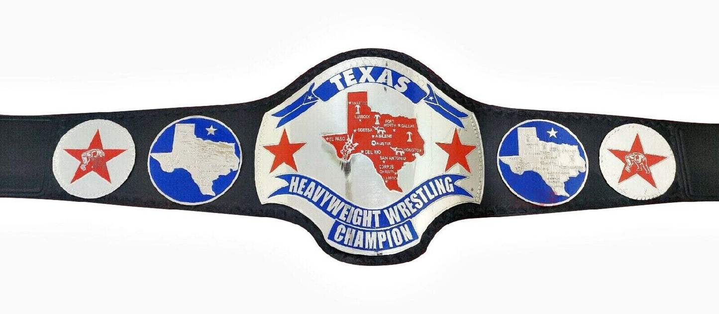 Texas Heavyweight Championship Wrestling Replica Title Belt 2mm Plate Adult Size