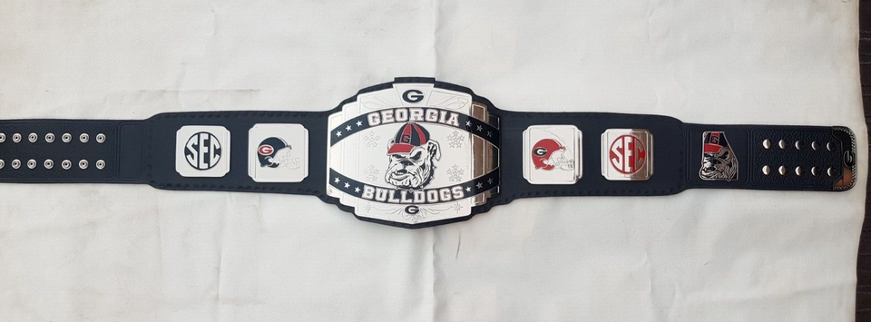 Georgia Bulldog Customized Title New Belt 2mm brass plates Black