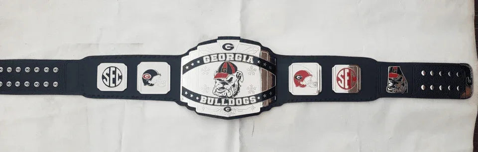 Georgia Bulldog Customized Title New Belt 2mm brass plates Black Championship Belt WWF Belt