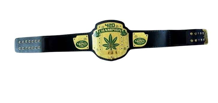 420 Weed World Wrestling Championship Belt 4mm Brass Original Leather