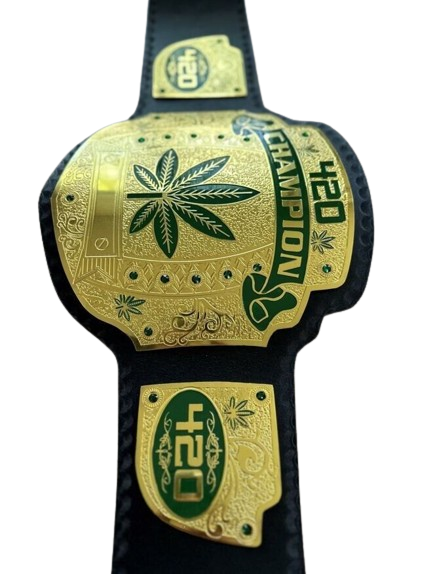 420 Weed World Wrestling Championship Belt 4mm Brass Original Leather