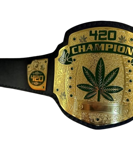 420 Weed World Wrestling Championship Belt 4mm Brass Original Leather