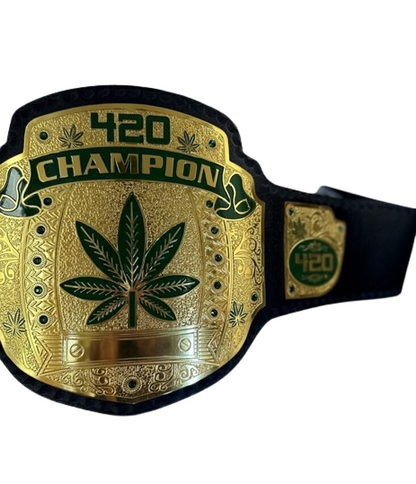 420 Weed World Wrestling Championship Belt 4mm Brass Original Leather