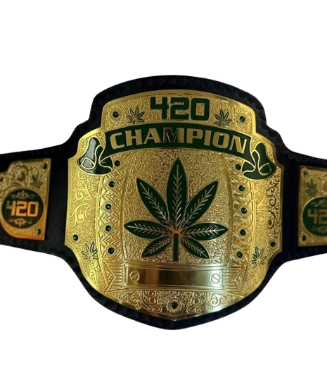 420 Weed World Wrestling Championship Belt 4mm Brass Original Leather