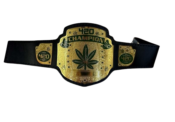 420 Weed World Wrestling Championship Belt 4mm Brass Original Leather