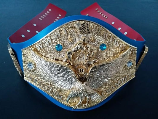 Bob Backlund era Adult World Heavyweight Wrestling Championship Replica Belt Blue Strap