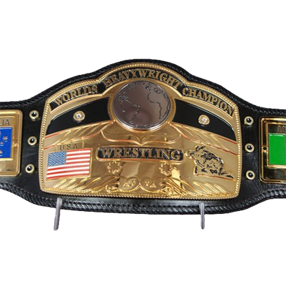 Worlds Heavy Weight Championship belt with Block Logo