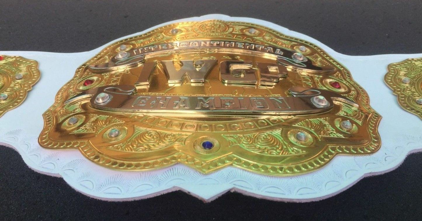 IWGP Intercontinental Champions Leather Belts Metal Plated Adult Size Replica Belt