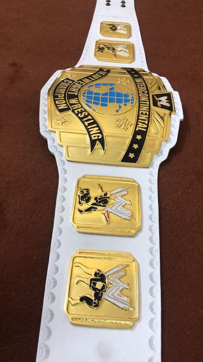 Intercontinental Heavyweight Championship Wrestling Replica Belt White BRASS