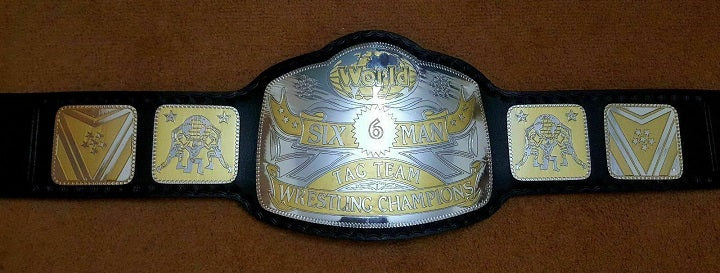 New Handmade 6 Six Man TAG Team Wrestling Championship Title Belt Replica Leather Strap Metal Plated Adult Size