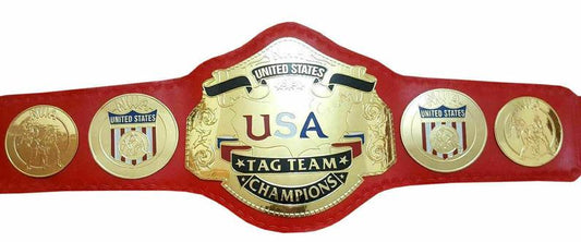 New NWA United States Tag Team Heavyweight Wrestling Title Belt Leather Strap Brass Metal Adult Size