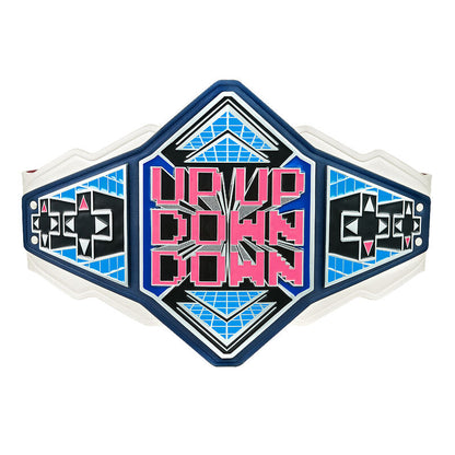 New Up Up Down Down Championship Belt Black Leather Replica Thick Metal Plates Adult Size Belts