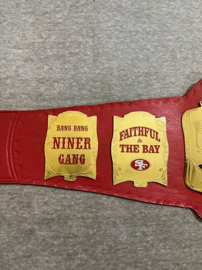 San Francisco SF 49ers Super Bowl Championship Leather Belt NFL Adult Size 2mm