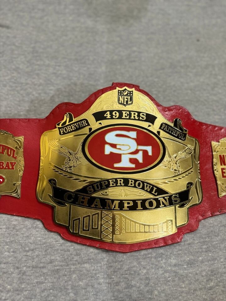 San Francisco SF 49ers Super Bowl Championship Leather Belt NFL Adult Size 2mm