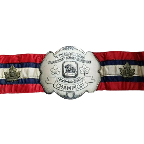 The Canadian Middleweight Championship belt held by Jack Brentano