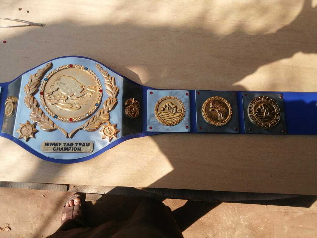 WWWF 82’ Tag Team Championship Old School Trophy Belt.