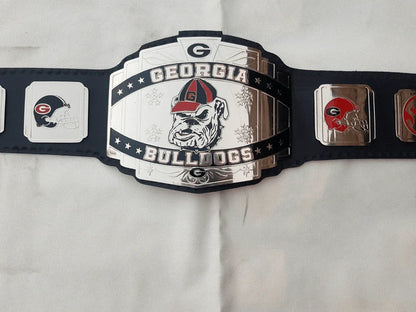 Georgia Bulldog Customized Title New Belt 2mm brass plates Black - WWF Belt