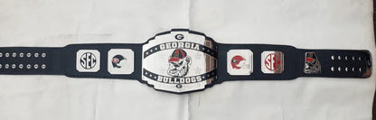 Georgia Bulldog Customized Title New Belt 2mm brass plates Black - WWF Belt
