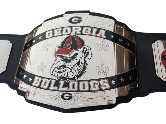 Georgia Bulldog Customized Title New Belt 2mm brass plates Black - WWF Belt
