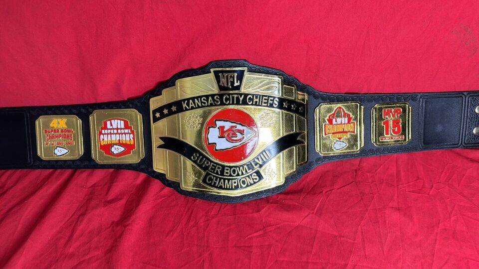 Kansas City Chiefs Super Bowl LVIII Champions NFL Championship Belt - WWF Belt