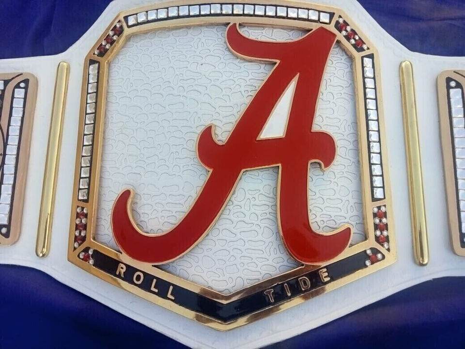 New Custom Alabama Crimson Tide Wrestling Leather Belt 2mm Brass - WWF Belt