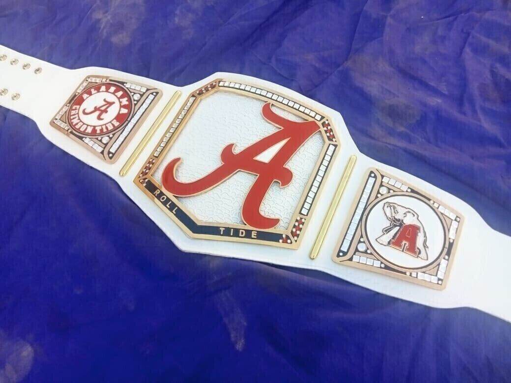 New Custom Alabama Crimson Tide Wrestling Leather Belt 2mm Brass - WWF Belt