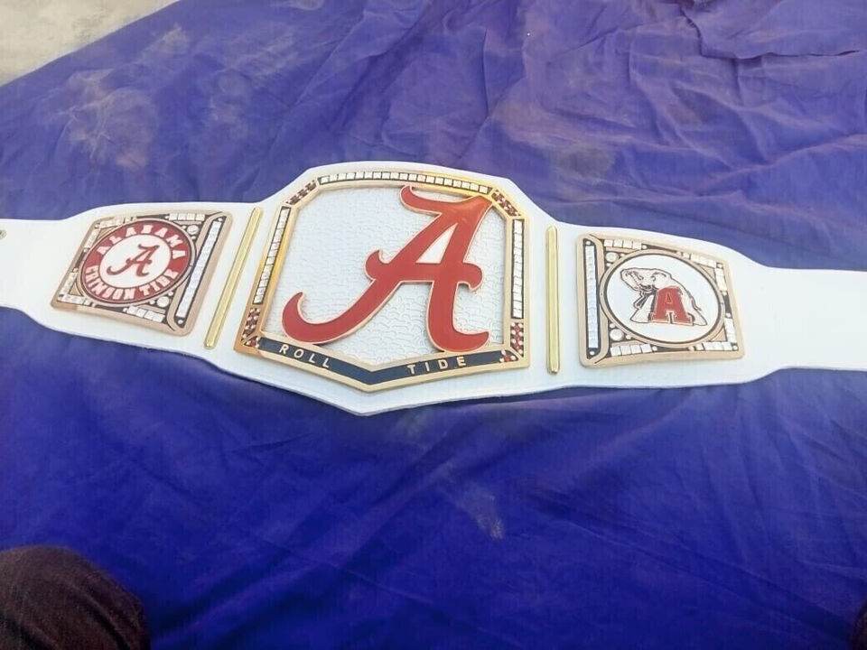 New Custom Alabama Crimson Tide Wrestling Leather Belt 2mm Brass - WWF Belt