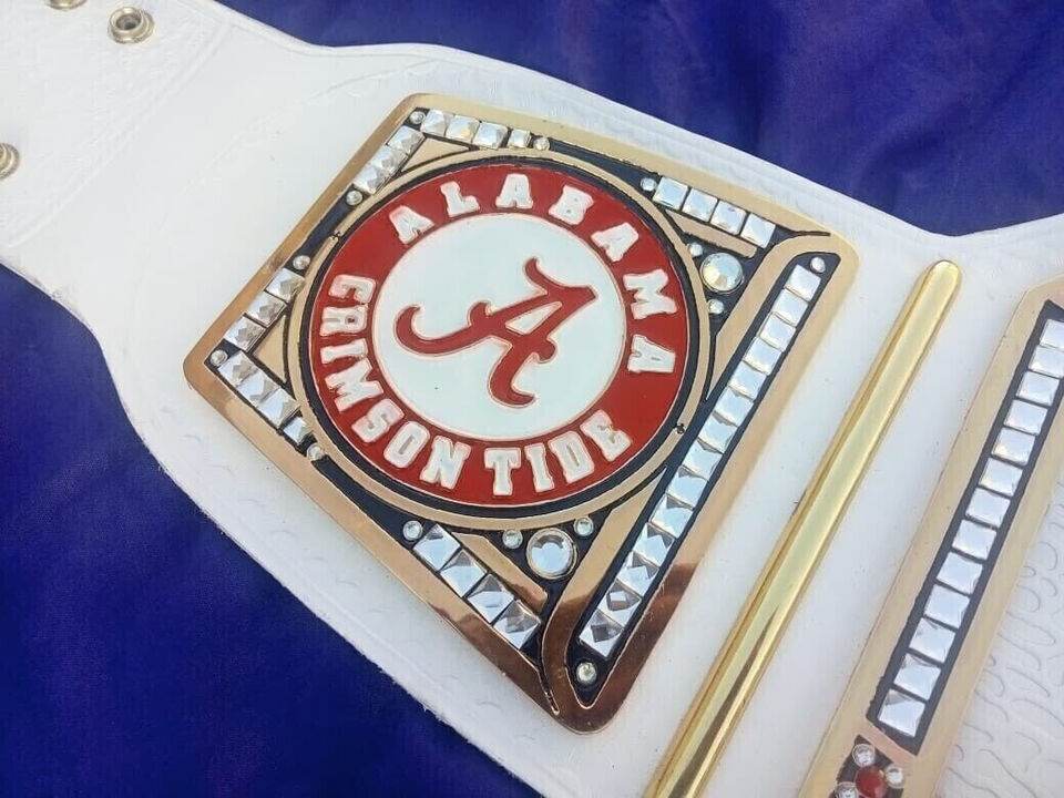 New Custom Alabama Crimson Tide Wrestling Leather Belt 2mm Brass - WWF Belt
