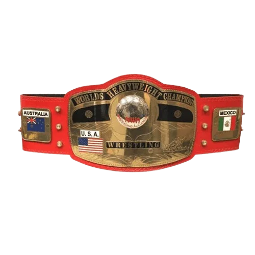 NWA New Red Championship Replica Title Belt - WWF Belt