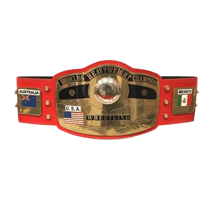 NWA New Red Championship Replica Title Belt - WWF Belt