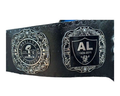 Las Vegas Raider Nation NFL Championship Adult Size Brass Plated Leather Belt