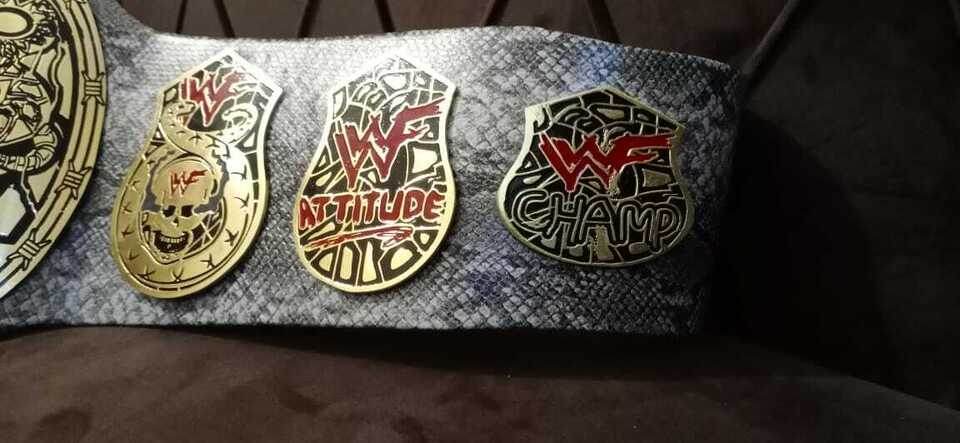 Unique WWF White Snake Skin Smoking Skull Champion Belt - WWF Belt
