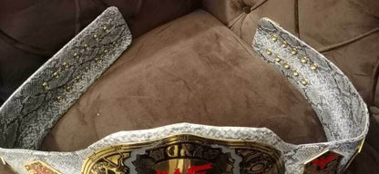 Unique WWF White Snake Skin Smoking Skull Champion Belt - WWF Belt