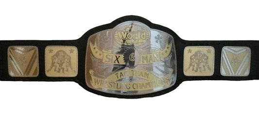 World 6 Six Man Tag Team Wrestling Championship Replica Title Belt - WWF Belt