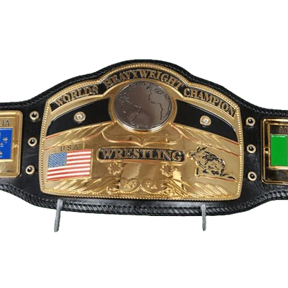Worlds Heavy Weight Championship belt with Block Logo - WWF Belt