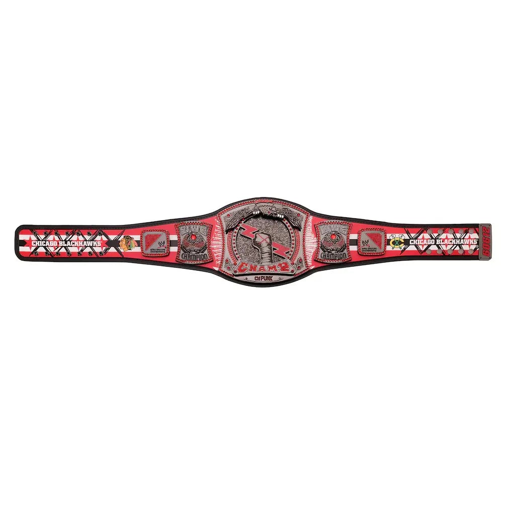 WWE CM Punk Chicago Blackhawks Signature Series Spinner Championship Belt - WWF Belt