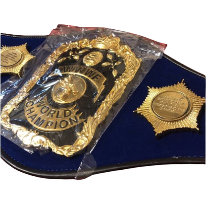 WWWF Bruno Sammartino Wordl Championship Wrestling Title Belt 2 Sides Plates