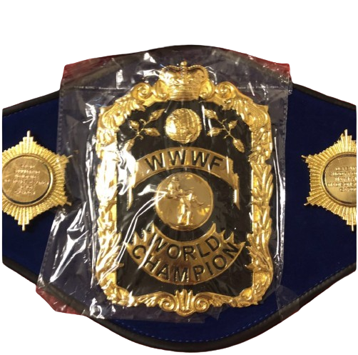 WWWF Bruno Sammartino Wordl Championship Wrestling Title Belt 2 Sides Plates