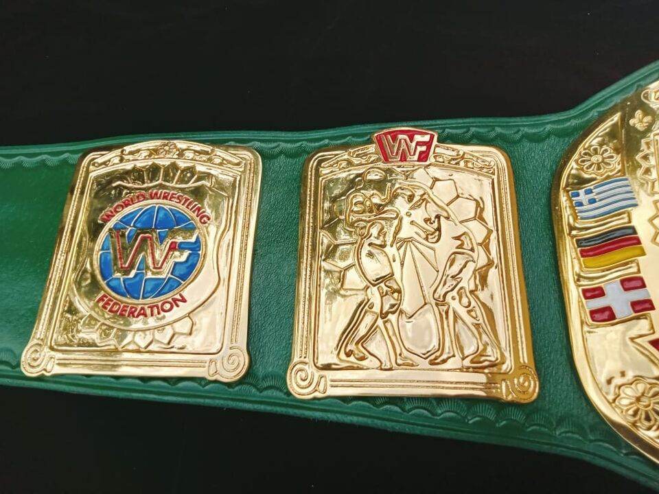 WWF European Championship Wrestling belt block logo 4mm zinc adult size - WWF Belt